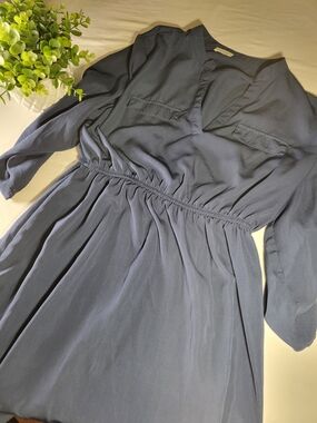 Ardene Navy Long-Sleeve Elastic-Waist Dress